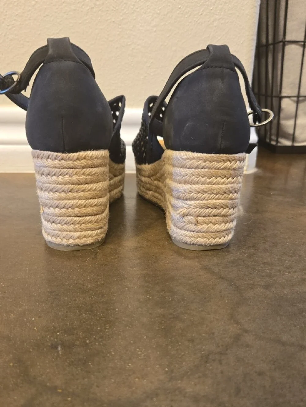 a.n.a Navy Woven Espadrille Platform Wedge Sandals